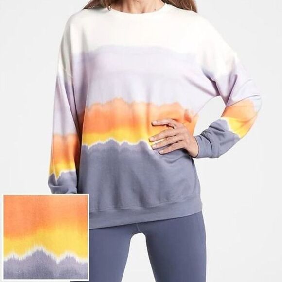 Athleta Balance Printed Sunshine Pullover Crew Neck Sweatshirt Size Small - Picture 1 of 12